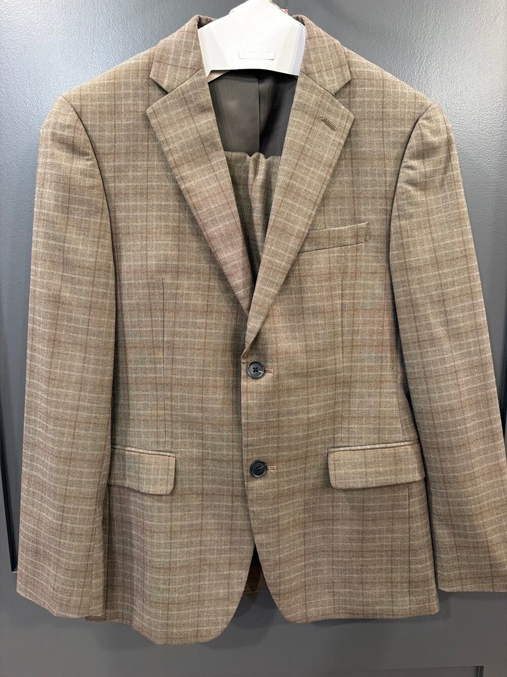 ALFANI Men's Slim-Fit Brown Plaid sport suit set